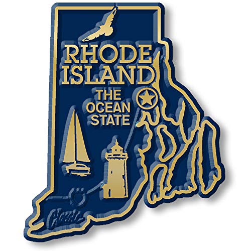 Imán pequeño de estado Rhode Island vintage en caucho