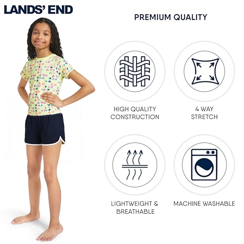 Image of Lands' End Girls' Swim UPF 50+ Short Sleeve Sun Tee Rash Guard Shirt
