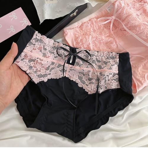 Lingerie fine avec slips complets en dentelle et nœud satiné - 2
