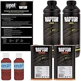 Raptor Truck Bed Liner Kit with Colored Blood Red Tint and Spray Gun - 2 Liters - Protective Spray On Paint for Coating Trucks, Tailgates, Vehicle Undercoating - Tintable Bedliner Formula