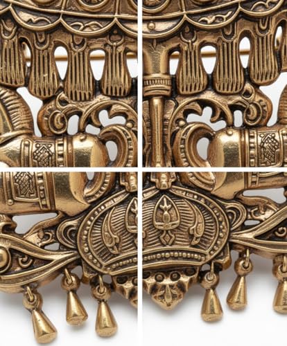 Image of Antique Gold Brooch Pin for Men Women Vintage Saree Blazer Coat Lapel Fashion Jewellery