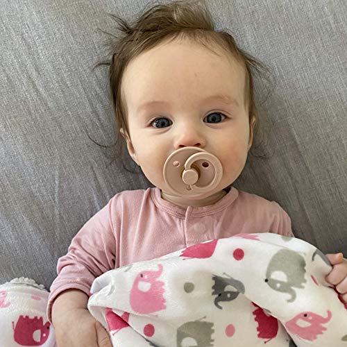 Image of EVERYDAY KIDS Large Ultra Soft Gray and Pink Elephant Minky Baby Blanket for Girls Mink and Sherpa Toddler and Baby Girl Blanket Measures 30 x 40 inch; Trendy Animal Elephant Baby Nursery Decor