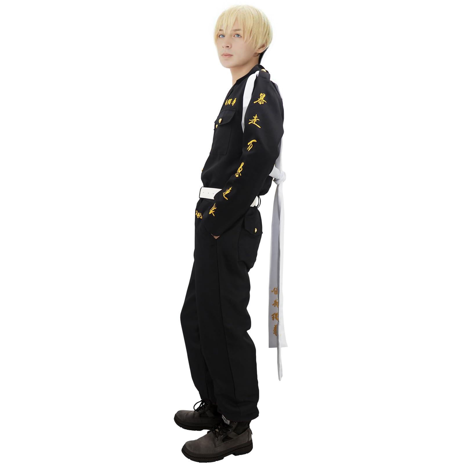 Anime Cosplay Costumes Japan Revengers Draken Jumpsuit Onesie Black Uniform Suit With Belt And Back Straps Adult Halloween Outfits