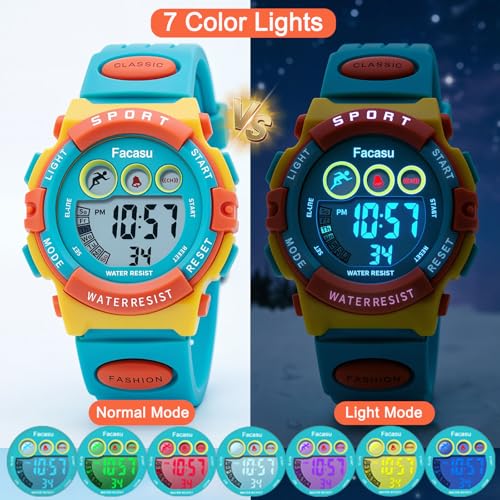 Image of Kids Watch Digital for Boys-Waterproof Kids Sports Watch with Light, Alarm&Snooze,Stopwatch Military Design Silicone Band Gift for Birthdays,Christmas Outdoor Activities(8+ Years)
