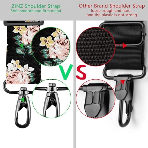 Image of ZINZ 79 inch Shoulder Strap, Extra-thick Fixed Cushion Pad and Dual Clasps Universal Replacement Strap with Metal Swivel Hooks for Laptop Bags, Luggage Bags, Camera, Crossbody (200cm,Dark Rose)
