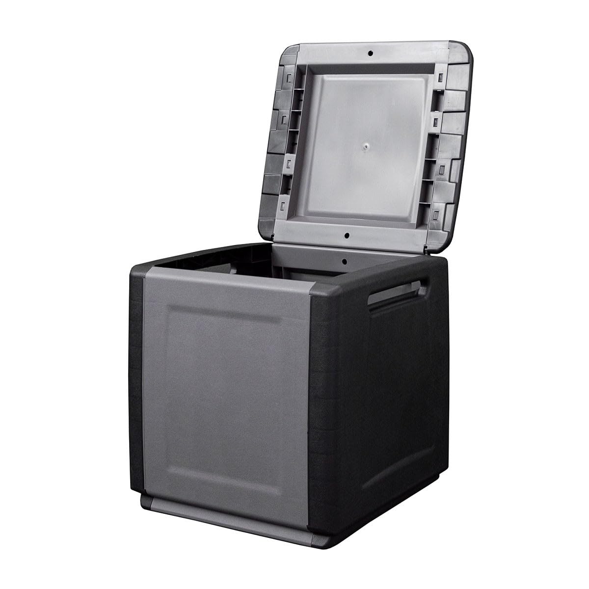 INTEC - Cassapanca portaoggetti 130L grigio/nero 54 x 53 x 57 cm manici di trasporto in polipropilene