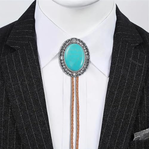 Image of GelConnie Native American Bolo Tie Rodeo Cowboy Leather Necktie Western Necklace Costume Accessories for Men,Women
