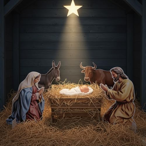 Crèche de Noël bois éclairée grand format pour intérieur chaleureux - 5