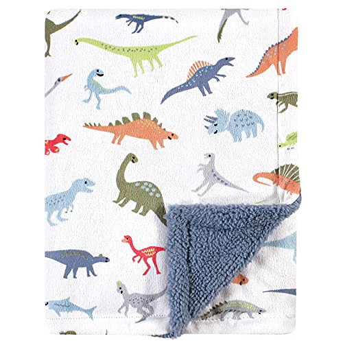 Image of Hudson Baby Unisex Baby Plush Mink and Sherpa Blanket, Dinosaurs, One Size