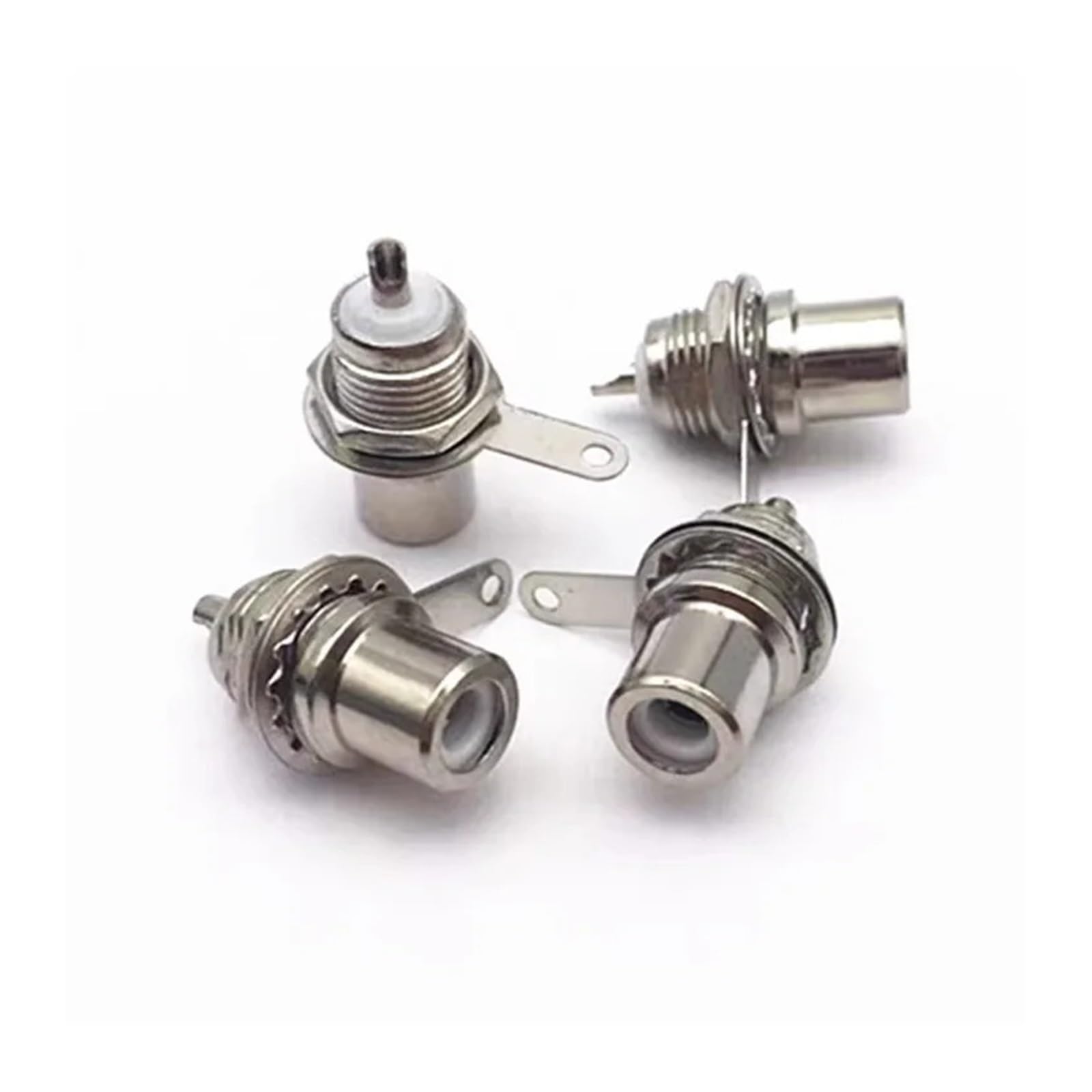 GUYTRM 10 szt. adapterów żeńskich do montażu na panelu Phono, wtyczek Phono, wzmacniacza audio, lutowanych, niklowanych lingli(100pcs)