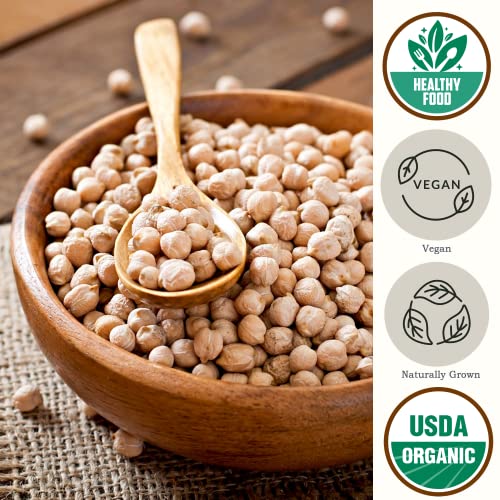 Image of Organic Chickpeas Garbanzo Beans Dry 2.8 lb - Dried Chick Peas - Great Protein for Tofu, Tahini - Similar to Soy Beans | USDA Certified | Vegan | Non-GMO | Gluten Free