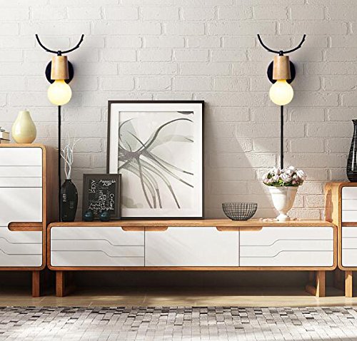Amazon | STGLED かわいい 鹿の角 北欧 コード付き壁掛け照明 賃貸対応 