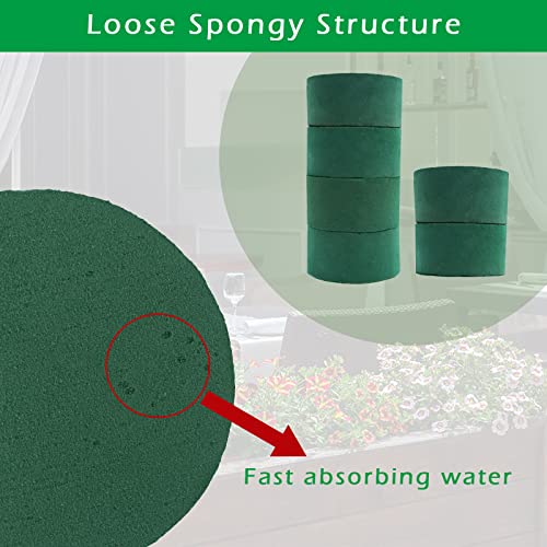 6 Pcs Round Floral Foam Blocks,Prashent Green Wet Dry Flower Foam Plant Foam For Fresh & Artificial Flower Arrangements Diy Craft 3.2" X 1.6" #TOP1