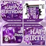 Happy Birthday Banner Backdrop Purple Glitter Balloons Diamond Confetti Elegant Luxury Glamorous Photo Booth Background for Women Girls Adults Celebration Party Decorations 72x43 Inch - Image 5