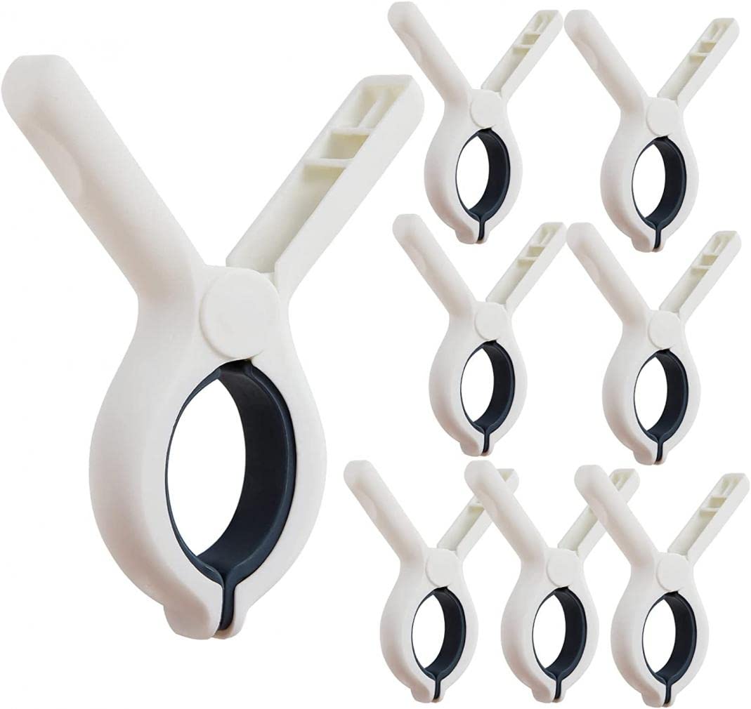 Goodern8Pcs Plastic Clothes Pins,Beach Towel Clips Plastic Clothespins Beach Chair Clip Strong Grip Holder Clamp Heavy Duty Laundry Clamps Clothes Pegs Windproof Clothes Pins Beach Towel Holder-Blue