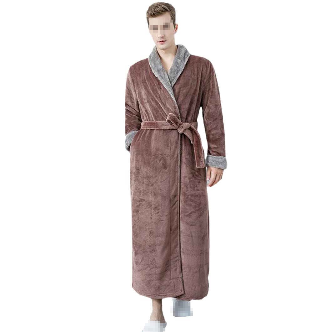 keusyoi Zimowa męska bielizna nocna pogrubiona flanelowa kimono szlafrok bielizna nocna damska na co dzień miękka koszula nocna z polaru szlafrok domowy