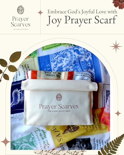 Joy Prayer Scarf for Women - 35x70 Large Rainbow Shawl Wrap with 24 Uplifting Bible Verses2