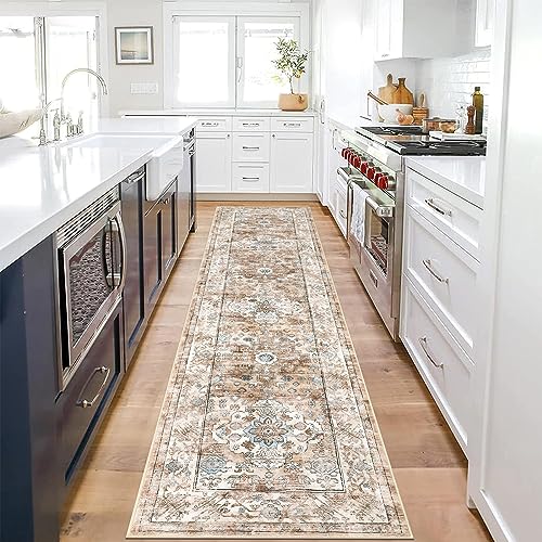 Pauwer Boho Hallway Runner Rug 2x8 Washable Entryway Area Rugs Non Slip Farmhouse Vintage Floor Mat Carpet Runner for Hallways Laundry Room Kitchen Bathroom Bedroom