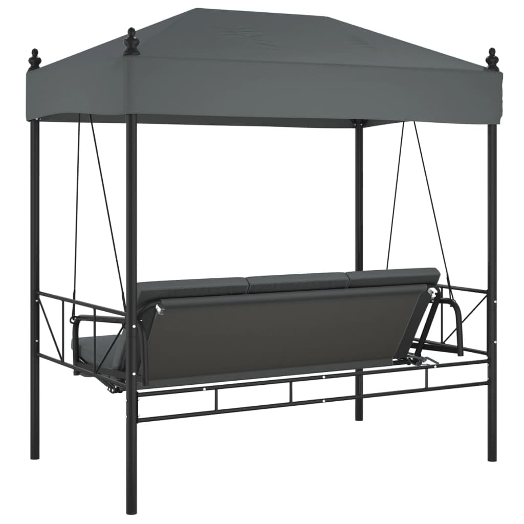 vidaXL Banco Columpio de jardín con toldo Acero Arena Gris Oscuro