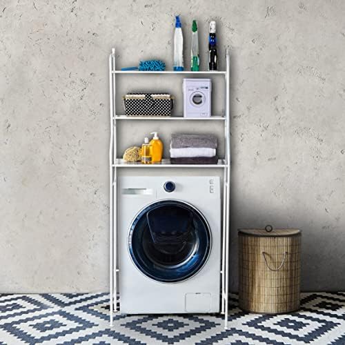 Shakub Waschmaschinenregal - Platzsparendes Badregal Mit 3 Ablagen & Handtuchhalter