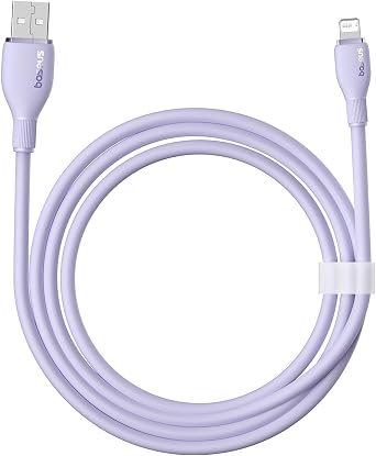 Baseus Pudding Hızlı Şarj Özellikli Lightning Kablo 2.4A 1.2 Metre, Mor