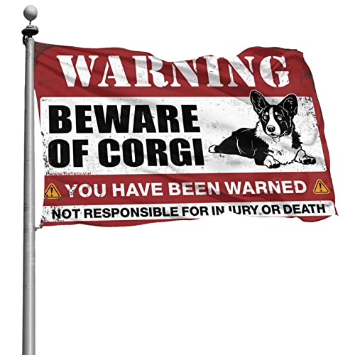 Drapeaux Frat Boy gaeruite Beware of Corgi 152x244 cm pour decoration