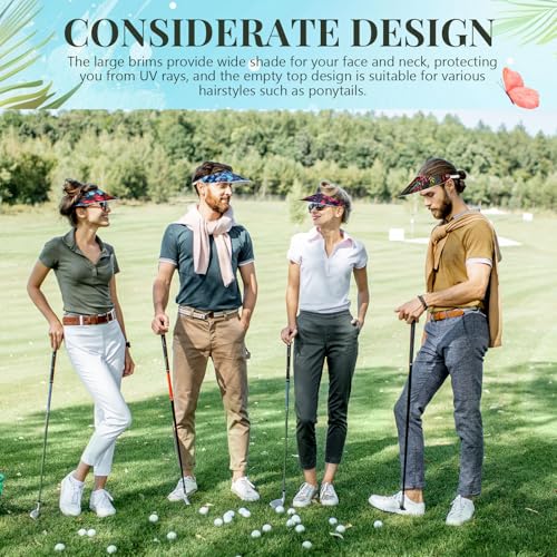 Image of Chicingyou 12 Pcs Sun Visors for Women 4 Styles Adjustable Wide Brim Caps Unisex EVA Visors Hat for Golf Beach Summer Outdoor Activities Multicolor
