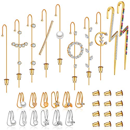 22 Pieces Ear Cuff Wrap Crawler Hook Earrings Zircon Earrings Cartilage Clip On Earrings Set with 20 Pieces Earring Backings Earring Backs for Women Girls