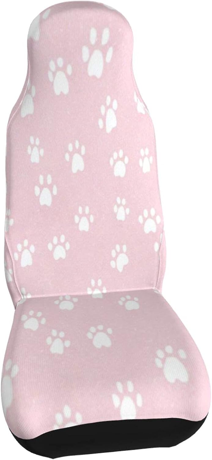 シートカバー カーシートカバー 猫の足跡柄 動物柄 ピンク01 防水シート 前席シート 防塵 汚れ防止 取付簡単 汗対策 100 通気性 普通車 Suv 人気 シート保護 カー用品 交換無料 おしゃれ １個入り 汎用 軽自動車