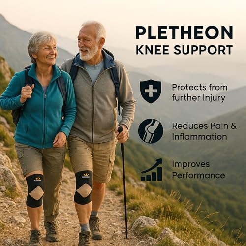 Image of PLETHEON Knee Cap for Pain Relief Men & Women | Compression Knee Support for Gym, Sports & Running | Anti-Slip, Breathable & Sweat-Free Knee Brace for Joint Pain & Injury Recovery (BEIGE-BLACK, XXL)