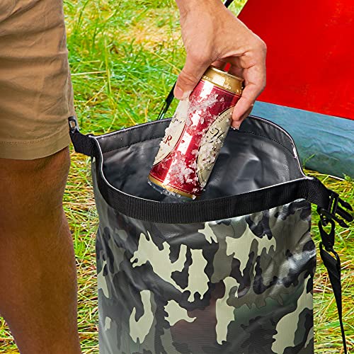 Permian Portable Cooler Bag Roll Top, Green Camouflage, Insulated Improved Liner, 15L Foldable Waterproof Dry Bag For Boating/Fishing, Cooler Backpack For Camping/Hiking, Floating Cooler For Kayaking #TOP4