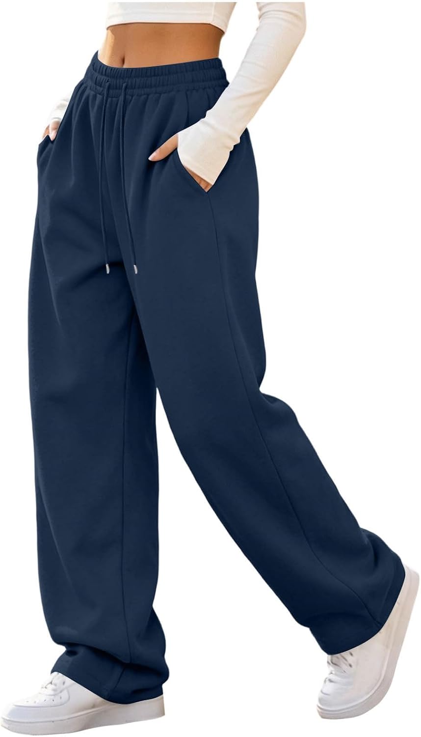 Women Wide Leg Sweatpants Fleece Winter Baggy Sweat Pants