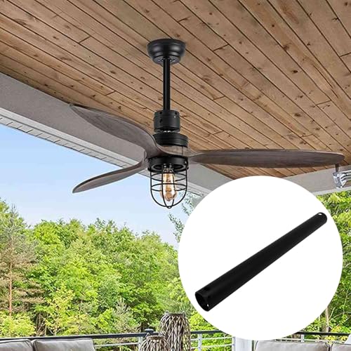 Image of 12 Inch Ceiling Fan Extension Rod, 1 Inch Outside Diameter Not Threaded Ceiling Fan Downrod, Black