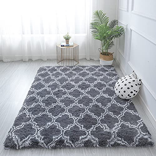 Area Rugs Tapis doux en peluche pour salon, couloir, chambre à coucher (gris, 120 x 200 cm) Cover