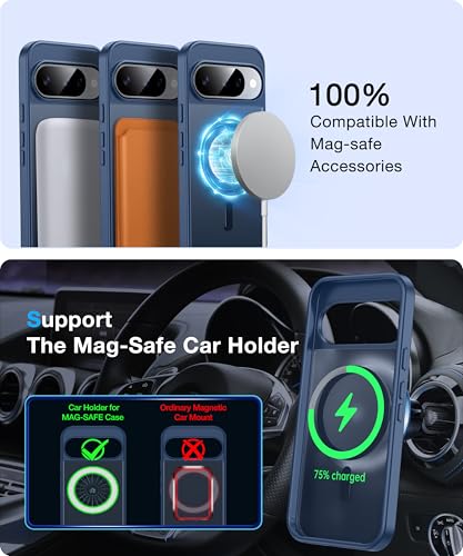 Image of [NO.1 Magnetic for Google Pixel 10 Case /Pixel 10 Pro Case with MagSafe[Military Grade Drop Tested][Translucent Matte][Anti-Fingerprint] Soft Silicone Bumper for Pixel 10 /10 Pro Phone Case,Blue