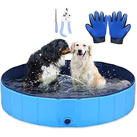 Onirii 55"*12"Foldable Pet Dog Pool,Portable Kiddie Pool,Collapsible PVC Bathing Tub Swimming Pool,Indoor Outdoor Leakproof Cat Dog Pet SPA for Large Medium Small Dogs Cats and Kids Cover