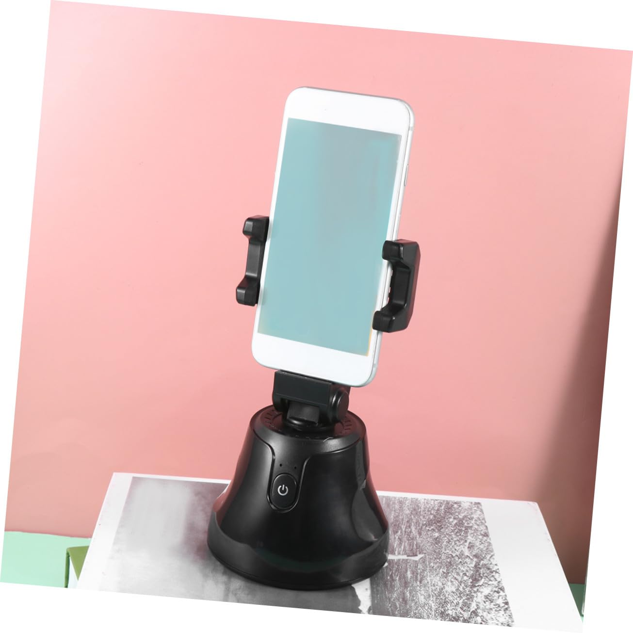 HOMSFOU Supporto per Telefono Smart Phone Stand 360° Nero Plastico | Riconoscimento Facciale, ai Composition e Consumo Ultra-basso, Confezione da 3 Pezzi
