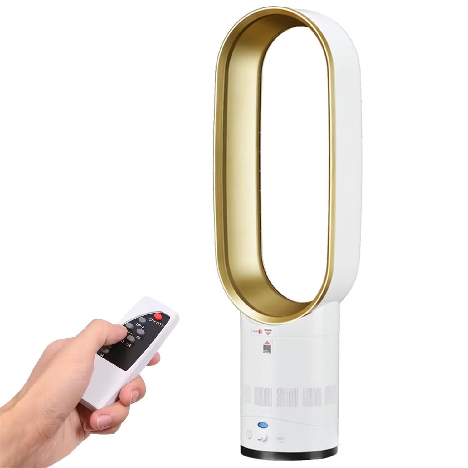 Genérico Ventilador de torre de 25.6" con control remoto, sin aspas, con varias velocidades, temporizador de 120 min, giro de 90°, inclinación de 45°, portátil para casa, oficina o habitación