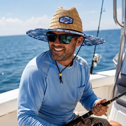 Image of Palmyth Straw Hat for Men & Women Sun Hats, Beach Hat, Fishing Hat Wide Brim UPF 50+ Sun Protection