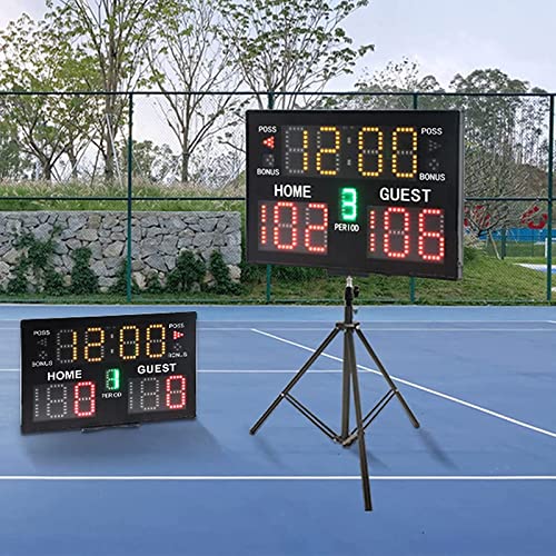 JKSVTF Electronic Scoreboard with Remote Control, Digital Scoreboard with Tripod Indoor Sports Scoreboard, 5-Level Brightness Adjustment, Type-C Charging, LED Desktop Scoreboard