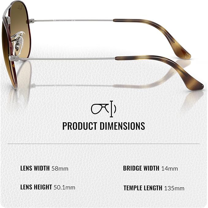 Image of Ray-Ban RB3025 AVIATOR LARGE METAL Pilot Shape Sunglasses for Men & Women with Official Eyewear Kit