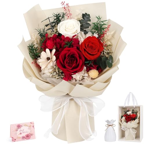 Flowers for Delivery Prime Preserved Flowers Bouquet with Vase That Last 3-5 Years Real Forever...
