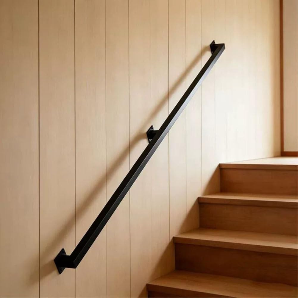 Metal Handrails for Stairs, Staircase Banister Hand Rails for Outdoor Steps Or Indoor Stairs, Hallway Corridor Wall-Mounted 500lb Capacity(2.5m/8.2ft)