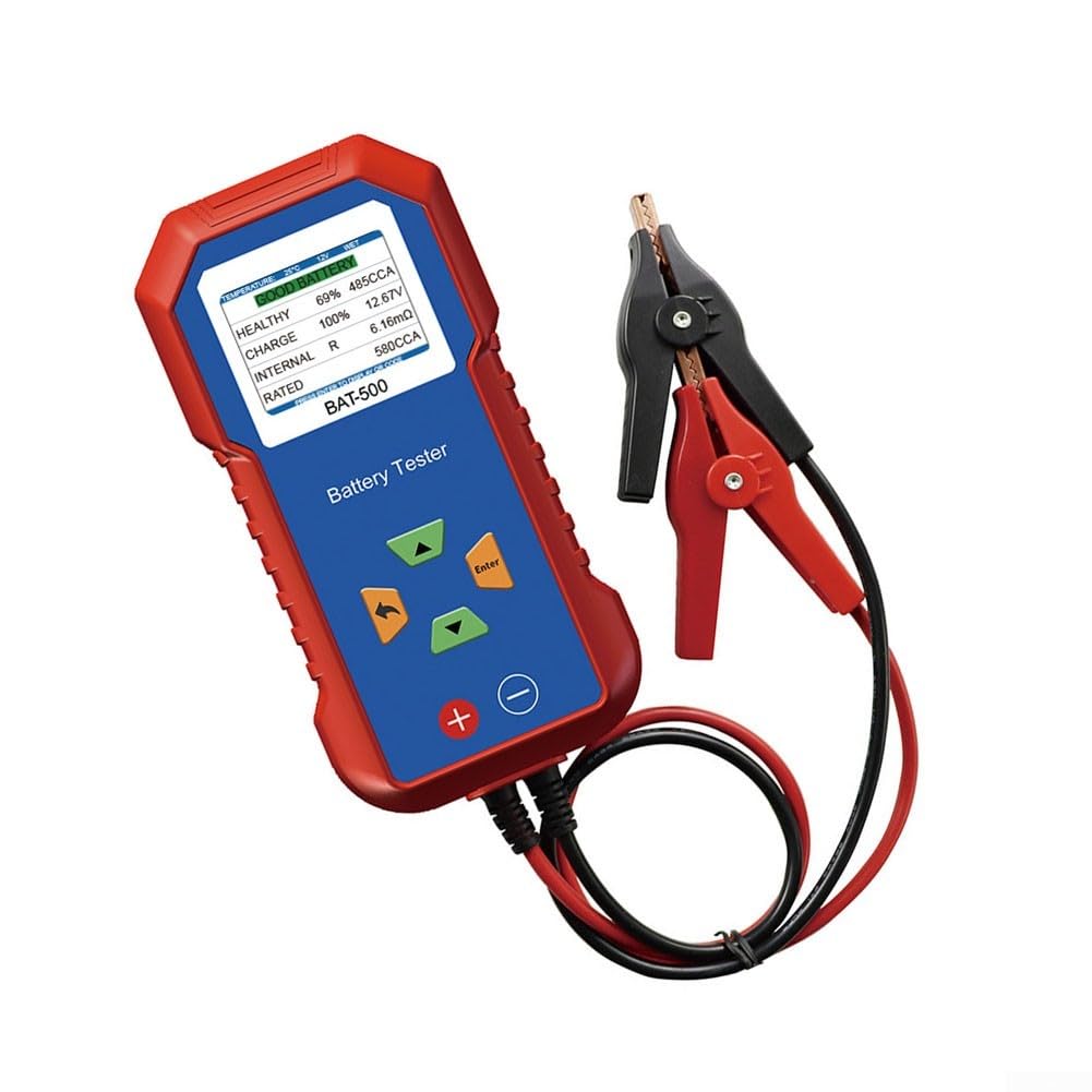 Batterietester 12V/24V für Blei-Säure-AGM-EFB-Lithium-Akkus, Innenwiderstand-Messgerät mit Farbdisplay, CCA-SOC-SOH-Diagnose für Auto-LKW-Werkstatt