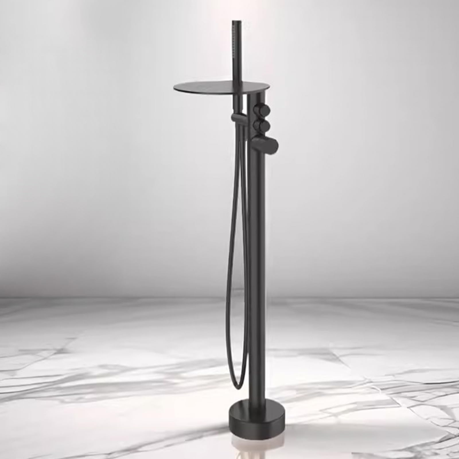 BiaoTeng Grifo Cascada Bañera Exenta y Ducha Negro Laton