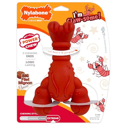 Nylabone-Lobster-Power-Chew-Toy-for-Dogs-Dog-Toys-for-Aggressive-Chewers-Filet-Mignon-Flavor-X-Large-Dogs-50-lbs-1-Count Nylabone Lobster Power Chew Toy for Dogs, Dog Toys for Aggressive Chewers, Filet Mignon Flavor, X-Large Dogs - 50+ lbs, 1 Count - Image 1