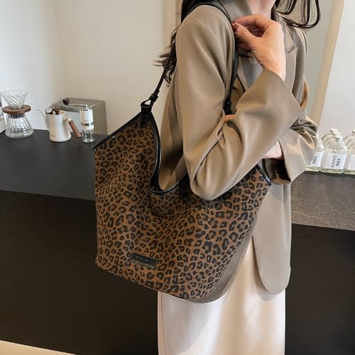 Image of YFGBCX Suede Bags for Women Crossbody Bags Cheetah Hobo Bag Leopard Bags for Women Large Capacity Work Tote Bag