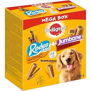 Pedigree Dog Snacks Mix Pack with Rodeo Duos Chicken & Bacon (24 Pieces) and Giant Bone Beef & Poultry (4 Pieces), 780 g
