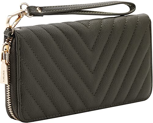 Brentano Vegan Leather Slim Single-Zipper Chevron Embroidered Wallet with Removable Wrist Strap product thumbnail 19