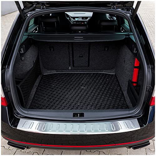 tuning-art 967 Protection de seuil de Coffre pour Skoda Octavia 3 RS Combi 2013-2020 Acier INOX, 5 Ans Garantie, Couleur:Argent